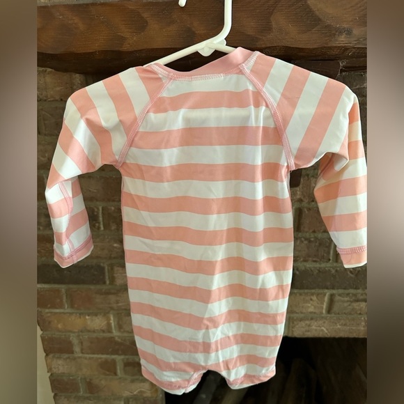 Hanna Andersson Pink and White Striped One Piece Swimsuit - Picture 2 of 3